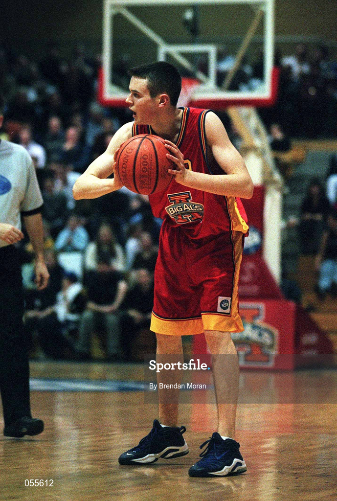 27 January 2001; Paul Cummins of Big Al's Notre Dame during the ESB Men's Cup Semi-Final match between Killester and Big Al's Notre Dame at the National Basketball Arena in Tallaght, Dublin. Photo by Brendan Moran/Sportsfile