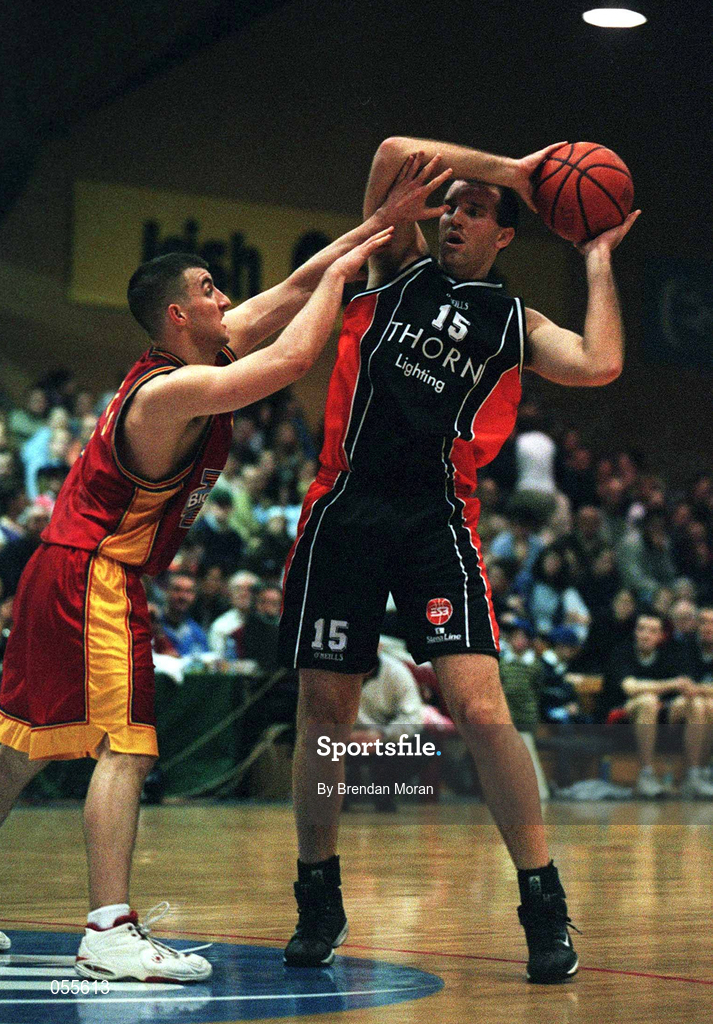 27 January 2001; John Leahy of Killester during the ESB Men's Cup Semi-Final match between Killester and Big Al's Notre Dame at the National Basketball Arena in Tallaght, Dublin. Photo by Brendan Moran/Sportsfile