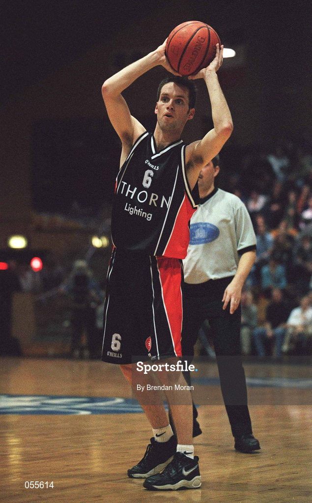 27 January 2001; Adrian Fulton of Killester during the ESB Men's Cup Semi-Final match between Killester and Big Al's Notre Dame at the National Basketball Arena in Tallaght, Dublin. Photo by Brendan Moran/Sportsfile