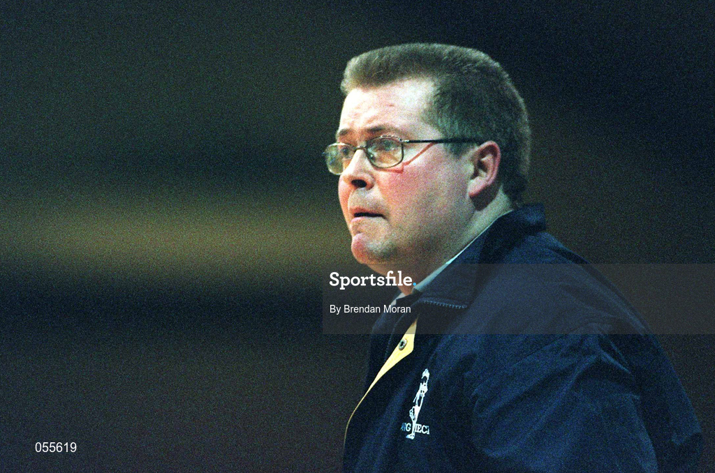 28 January 2001; Longnecks Ballina coach Terry Kennedy during the ESB Men's Cup Final match between Killester and Longnecks Ballina at the National Basketball Arena in Tallaght, Dublin. Photo by Brendan Moran/Sportsfile