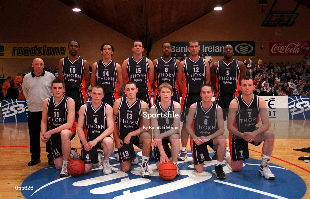 27 January 2001; The Killester team ahead of the ESB Men's Cup Semi-Final match between Killester and Big Al's Notre Dame at the National Basketball Arena in Tallaght, Dublin. Photo by Brendan Moran/Sportsfile