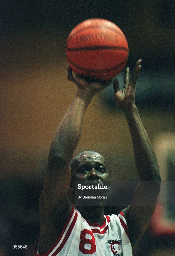 28 January 2001; Deora Marsh of Longnecks Ballina during the ESB Men's Cup Final match between Killester and Longnecks Ballina at the National Basketball Arena in Tallaght, Dublin. Photo by Brendan Moran/Sportsfile