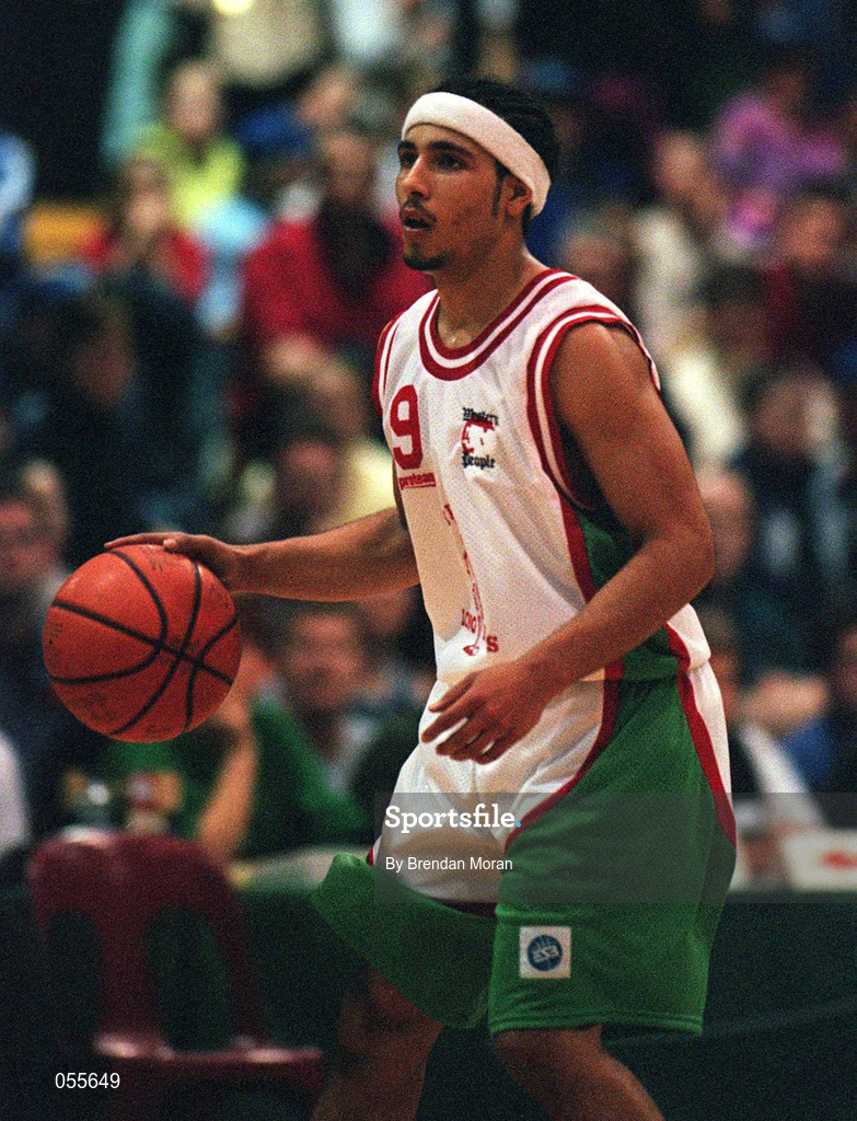 28 January 2001; Brian Howard of Longnecks Ballina during the ESB Men's Cup Final match between Killester and Longnecks Ballina at the National Basketball Arena in Tallaght, Dublin. Photo by Brendan Moran/Sportsfile