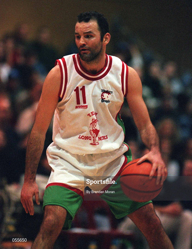 28 January 2001; Liam McHale of Longnecks Ballina during the ESB Men's Cup Final match between Killester and Longnecks Ballina at the National Basketball Arena in Tallaght, Dublin. Photo by Brendan Moran/Sportsfile