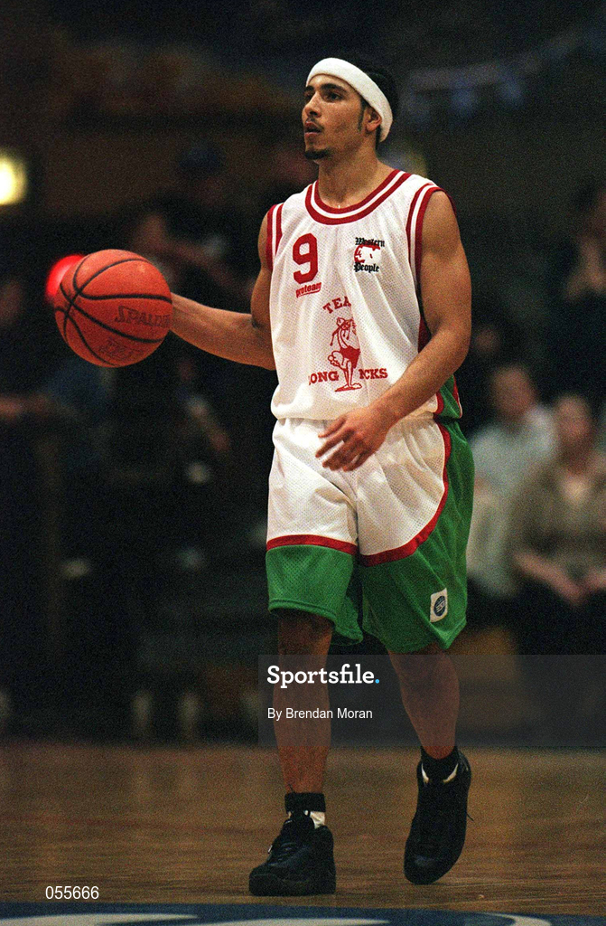 28 January 2001; Brian Howard of Longnecks Ballina during the ESB Men's Cup Final match between Killester and Longnecks Ballina at the National Basketball Arena in Tallaght, Dublin. Photo by Brendan Moran/Sportsfile