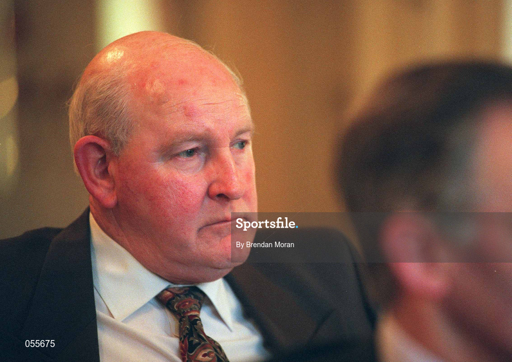 24 January 2001; Peadar Casey, Executive member of The Olympic Council of Ireland, speaking at a press conference in the Shelbourne Hotel in Dublin, on the vision for the Olympic Movement in Ireland for the next 4 years up to and including the Athens Olympics. Photo by Brendan Moran/Sportsfile