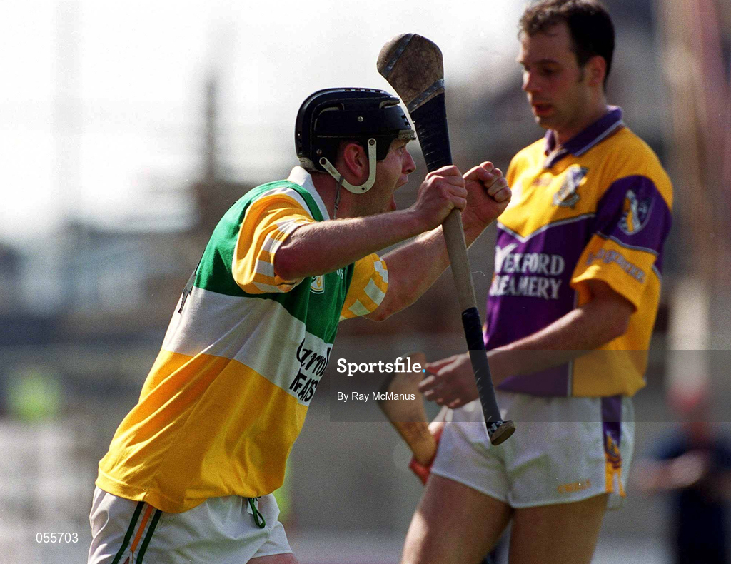 18 June 2000; Joe Errity of Offaly celebrates after scoring his side's second goal during the Guinness Leinster Senior Hurling Championship semi-final match between Offaly and Wexford at Croke Park in Dublin. Photo by Ray McManus/Sportsfile