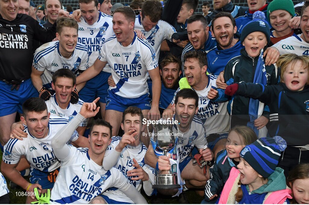 28 November 2015; St Mary's players and supporters celebrate following their victory. AIB Munster GAA Football Intermediate Club Championship Final, St Mary's, Kerry, v Carrigaline, Cork. Fitzgerald Stadium, Killarney, Co. Kerry. Picture credit: Stephen McCarthy / SPORTSFILE