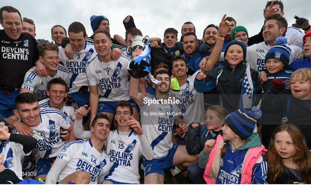 28 November 2015; St Mary's players and supporters celebrate following their victory. AIB Munster GAA Football Intermediate Club Championship Final, St Mary's, Kerry, v Carrigaline, Cork. Fitzgerald Stadium, Killarney, Co. Kerry. Picture credit: Stephen McCarthy / SPORTSFILE