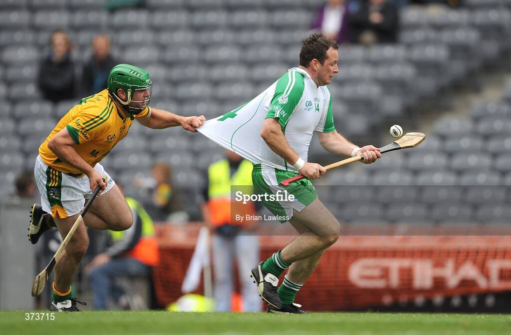 11 July 2009; Martin Finn, London, in action against Enda Fitzgerald, Meath. Nicky Rackard Cup Final, Meath v London, Croke Park, Dublin. Picture credit: Brian Lawless / SPORTSFILE