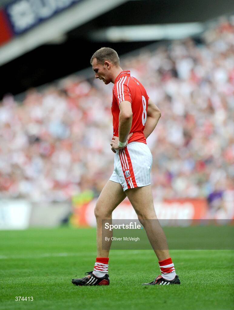23 August 2009; Alan O'Connor, Cork, comes off the field after being sent off in the first half. GAA Football All-Ireland Senior Championship Semi-Final, Tyrone v Cork, Croke Park, Dublin. Picture credit: Oliver McVeigh / SPORTSFILE