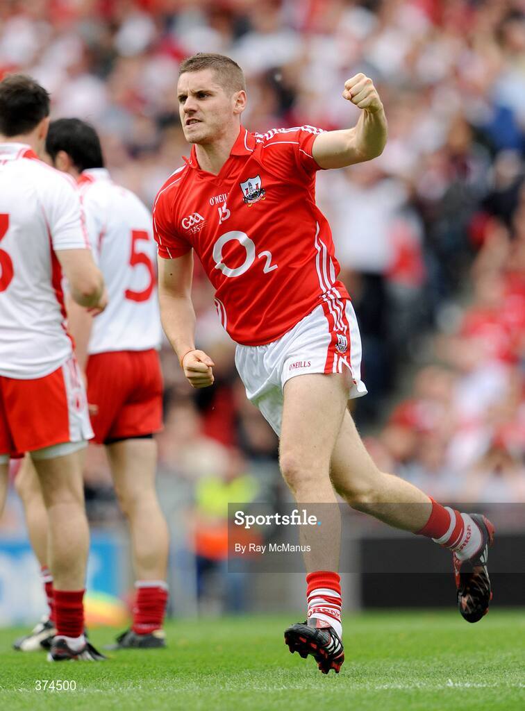 23 August 2009; Cork's Daniel Goulding celebrates scoring the only goal of the game. GAA Football All-Ireland Senior Championship Semi-Final, Tyrone v Cork, Croke Park, Dublin. Picture credit: Ray McManus / SPORTSFILE