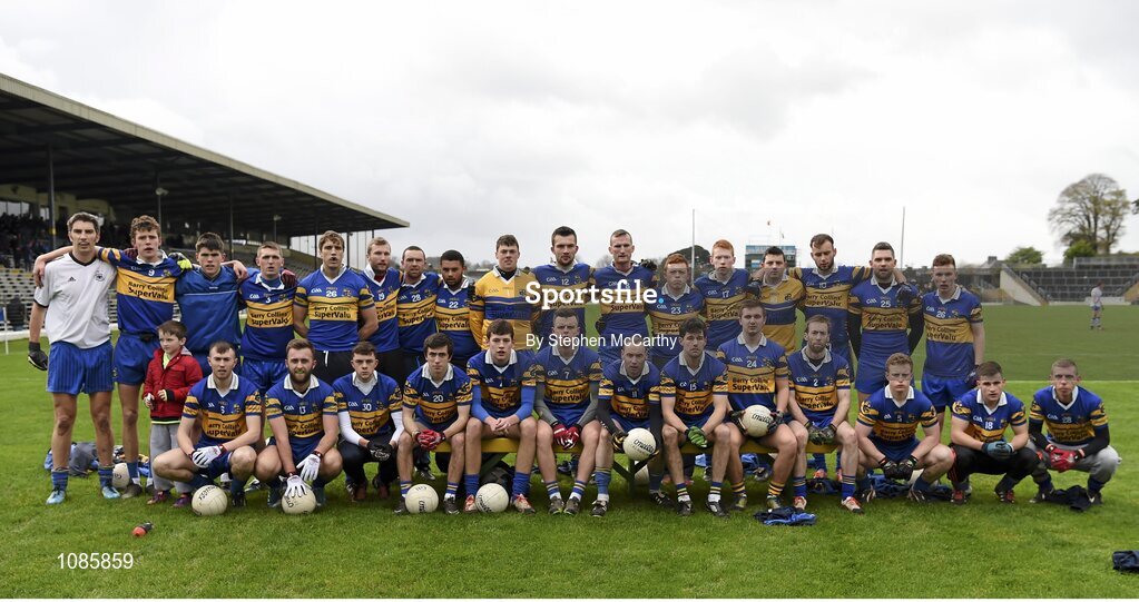 28 November 2015; The Carrigaline squad. AIB Munster GAA Football Intermediate Club Championship Final, St Mary's, Kerry, v Carrigaline, Cork. Fitzgerald Stadium, Killarney, Co. Kerry. Picture credit: Stephen McCarthy / SPORTSFILE