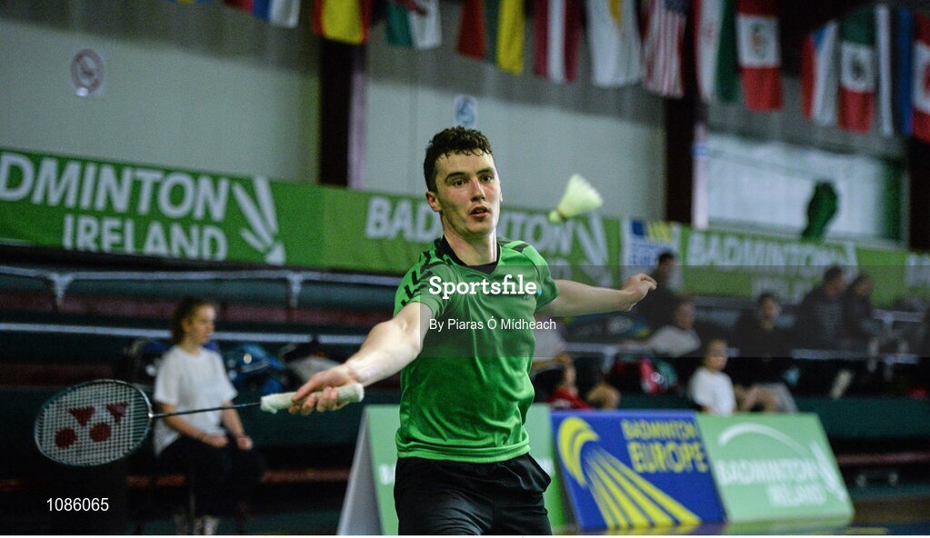 2 December 2015; Mark Brady, Ireland, in action against Bernardo Atilano, Portugal. 102nd Carlton Irish Open Badminton Championships Qualification, Baldoyle, Co. Dublin. Picture credit: Piaras Ó Mídheach / SPORTSFILE