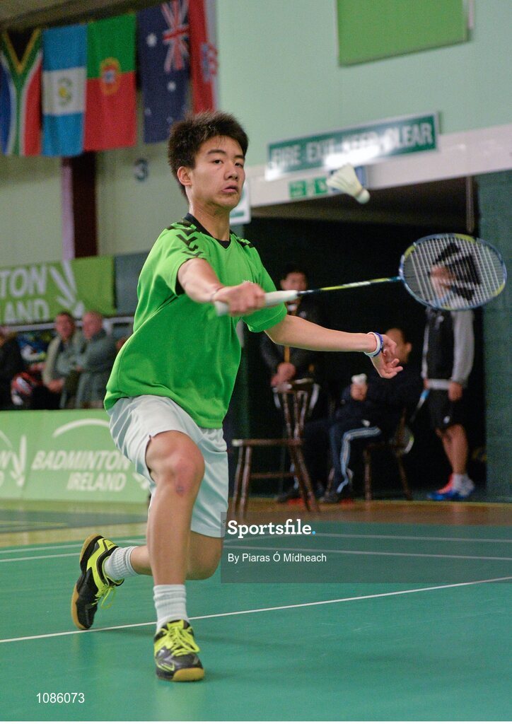 2 December 2015; Nhat Nguyen, Ireland, in action against Peter Correl, Denmark. 102nd Carlton Irish Open Badminton Championships Qualification, Baldoyle, Co. Dublin. Picture credit: Piaras Ó Mídheach / SPORTSFILE