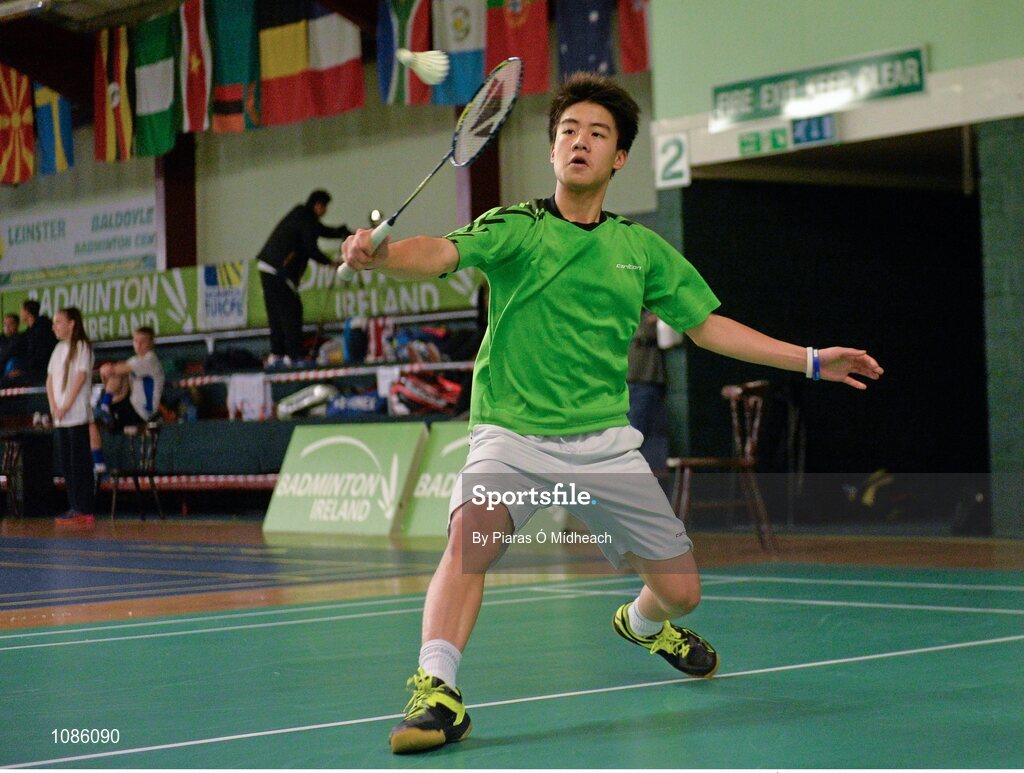 2 December 2015; Nhat Nguyen, Ireland, in action against Peter Correl, Denmark. 102nd Carlton Irish Open Badminton Championships Qualification, Baldoyle, Co. Dublin. Picture credit: Piaras Ó Mídheach / SPORTSFILE
