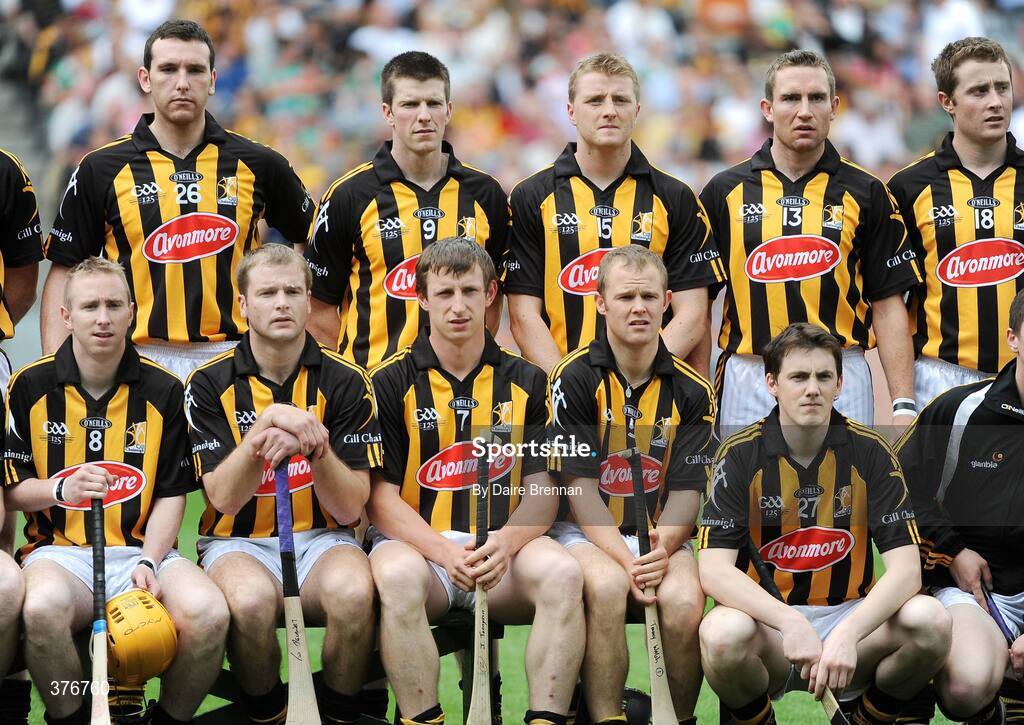 9 August 2009; A section of the Kilkenny team including James 'Cha' Fitzpatrick, JJ Delaney, Michael Rice, Eddie Brennan, John Tennyson, Aidan Fogarty and Tommy Walsh pose for the traditional team photograph. GAA Hurling All-Ireland Senior Championship Semi-Final, Kilkenny v Waterford, Croke Park, Dublin. Picture credit: Dáire Brennan / SPORTSFILE