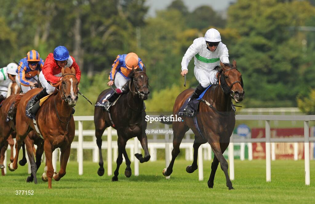 5 September 2009; Rainbow View, with Jimmy Fortune up, right, races clear of the field on their way to winning the Coolmore Fusaichi Pegasus Matron Stakes. Leopardstown Racecourse, Dublin. Picture credit: Pat Murphy / SPORTSFILE