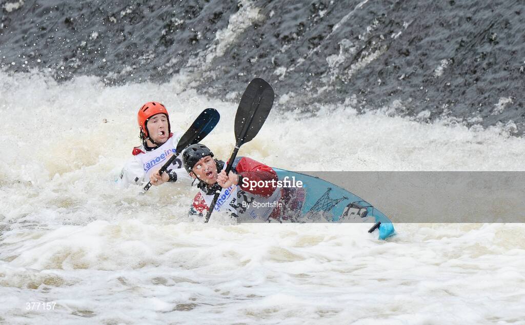 5 September 2009; James and Thomas Ross, Elmbridge Canoe Club, in action in the Touring Kayak Doubles during the Liffey Descent. Liffey Descent, Lucan Weir, River Liffey, Dublin. Photo by Sportsfile