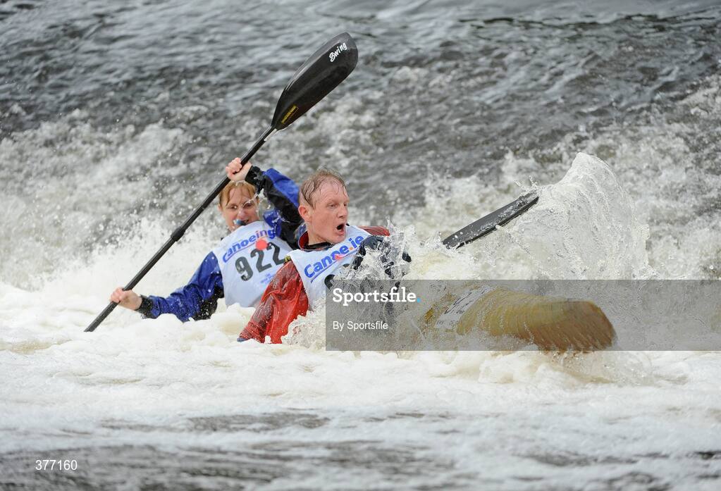 5 September 2009; John Kenny and Niamh Donnelly, Wild Water Kayak Club, in action in the Senior Racing Kayak Doubles during the Liffey Descent. Liffey Descent, Lucan Weir, River Liffey, Dublin. Photo by Sportsfile