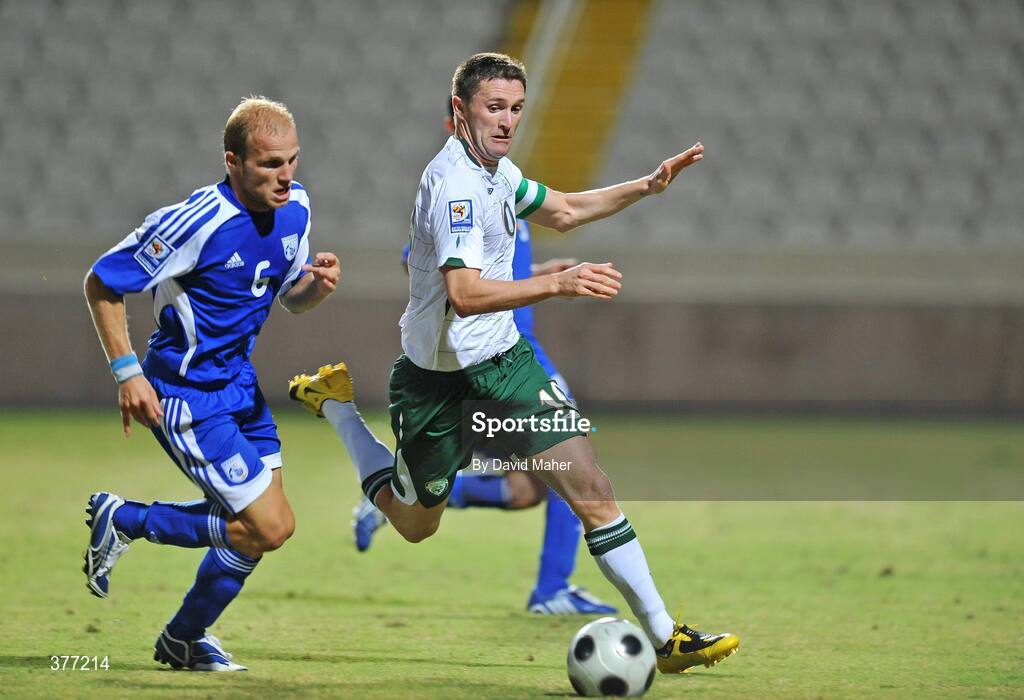 5 September 2009; Robbie Keane, Republic of Ireland, in action against Andreas Constantinou, Cyprus. Cyprus v Republic of Ireland - 2010 FIFA World Cup Qualifier, GSP Stadium, Nicosia, Cyprus. Picture credit: David Maher / SPORTSFILE