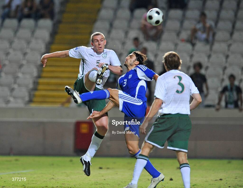 5 September 2009; Richard Dunne, Republic of Ireland, in action against Elias Charalambous, Cyprus. Cyprus v Republic of Ireland - 2010 FIFA World Cup Qualifier, GSP Stadium, Nicosia, Cyprus. Picture credit: David Maher / SPORTSFILE