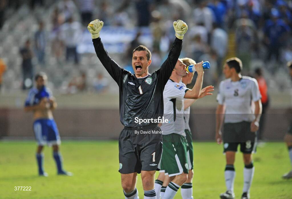 5 September 2009; Shay Given celebrates victory for the Republic of Ireland. Cyprus v Republic of Ireland - 2010 FIFA World Cup Qualifier, GSP Stadium, Nicosia, Cyprus. Picture credit: David Maher / SPORTSFILE