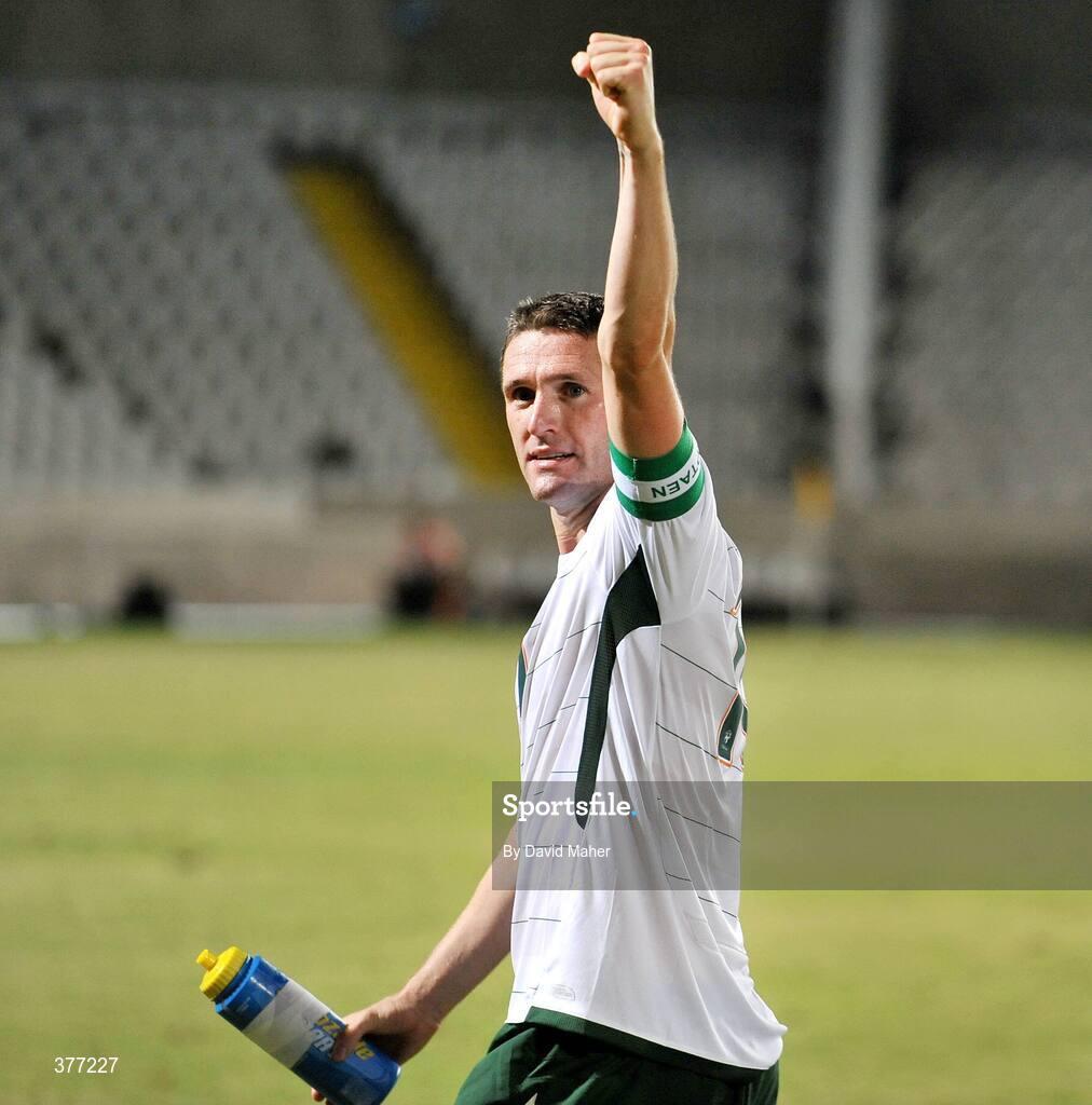 5 September 2009; Robbie Keane, Republic of Ireland, celebrates at the end of the game. Cyprus v Republic of Ireland - 2010 FIFA World Cup Qualifier, GSP Stadium, Nicosia, Cyprus. Picture credit: David Maher / SPORTSFILE