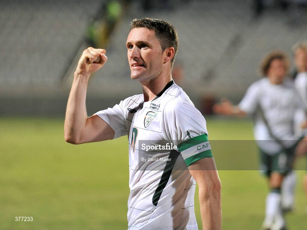 5 September 2009; Robbie Keane, Republic of Ireland, celebrates at the end of the game. Cyprus v Republic of Ireland - 2010 FIFA World Cup Qualifier, GSP Stadium, Nicosia, Cyprus. Picture credit: David Maher / SPORTSFIL