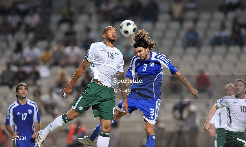 5 September 2009; Caleb Folan, Republic of Ireland, in action against Elias Charalambous, Cyprus. Cyprus v Republic of Ireland - 2010 FIFA World Cup Qualifier, GSP Stadium, Nicosia, Cyprus. Picture credit: David Maher / SPORTSFILE