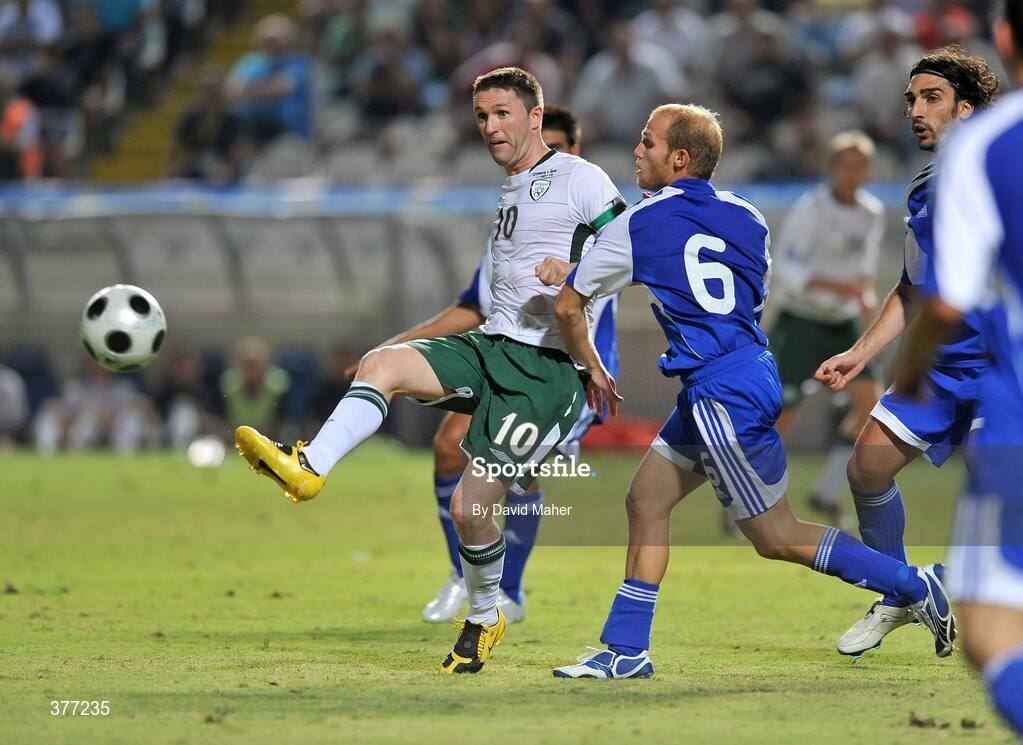5 September 2009; Robbie Keane, Republic of Ireland, in action against Andreas Avraam, Cyprus. Cyprus v Republic of Ireland - 2010 FIFA World Cup Qualifier, GSP Stadium, Nicosia, Cyprus. Picture credit: David Maher / SPORTSFILE