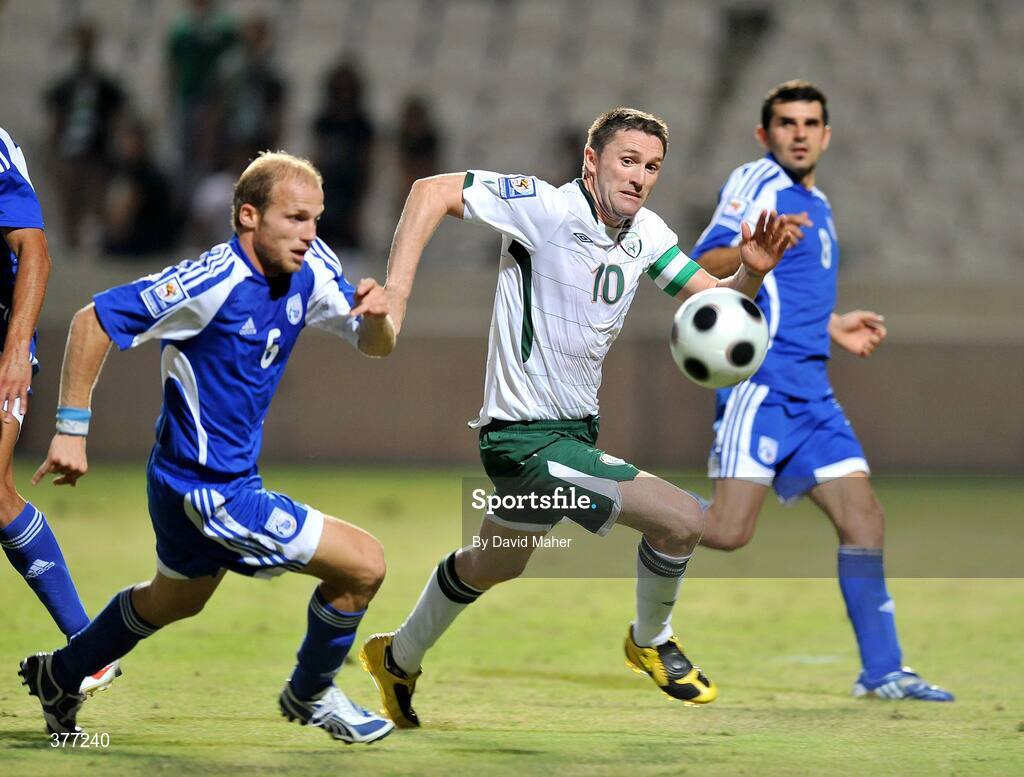 5 September 2009; Robbie Keane, Republic of Ireland, in action against Andreas Avraam, Cyprus. Cyprus v Republic of Ireland - 2010 FIFA World Cup Qualifier, GSP Stadium, Nicosia, Cyprus. Picture credit: David Maher / SPORTSFILE