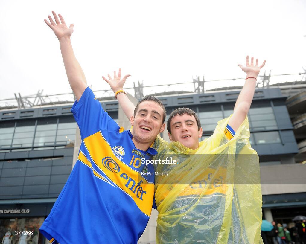 6 September 2009; Tipperary supporters Robert Kerney and Dave McGrath, right, from Clonmel, Co. Tipperary, before the game. GAA Hurling All-Ireland Senior Championship Final, Kilkenny v Tipperary, Croke Park, Dublin. Picture credit: Pat Murphy / SPORTSFILE