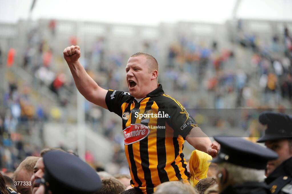 6 September 2009; A Kilkenny fan celebrates after the match. GAA Hurling All-Ireland Senior Championship Final, Kilkenny v Tipperary, Croke Park, Dublin. Picture credit: Brian Lawless / SPORTSFILE