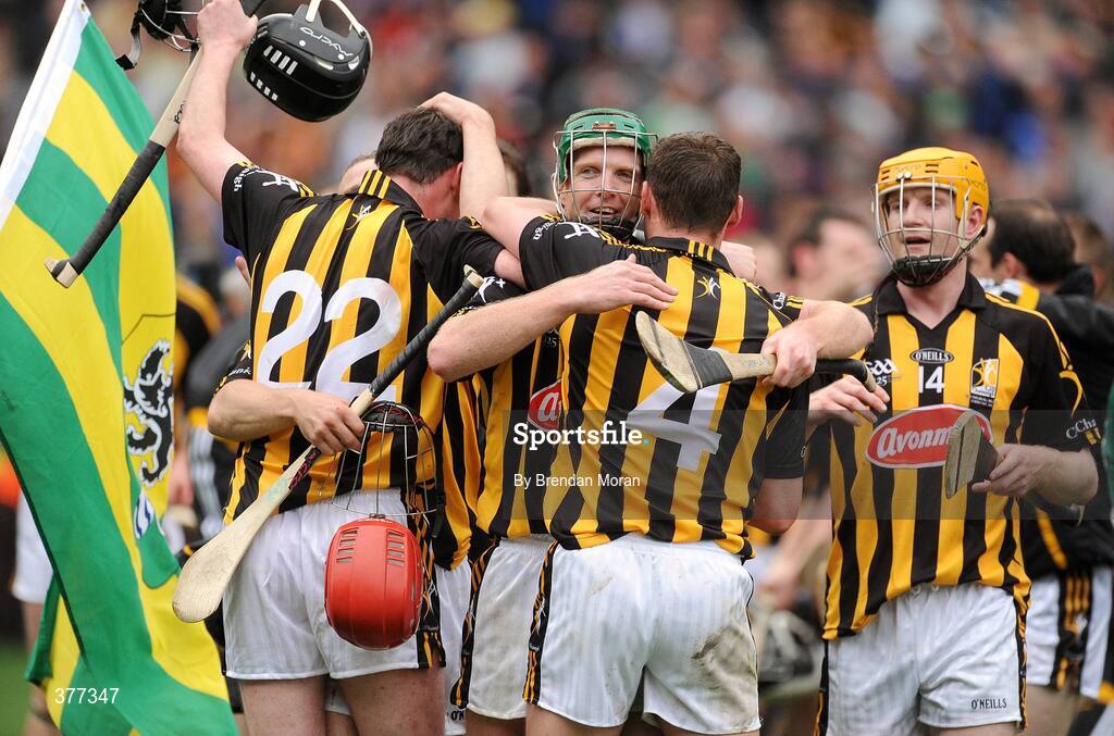 6 September 2009; Kilkenny players Henry Shefflin and Jackie Tyrrell, 4, celebrate after the final whistle. GAA Hurling All-Ireland Senior Championship Final, Kilkenny v Tipperary, Croke Park, Dublin. Picture credit: Brendan Moran / SPORTSFILE