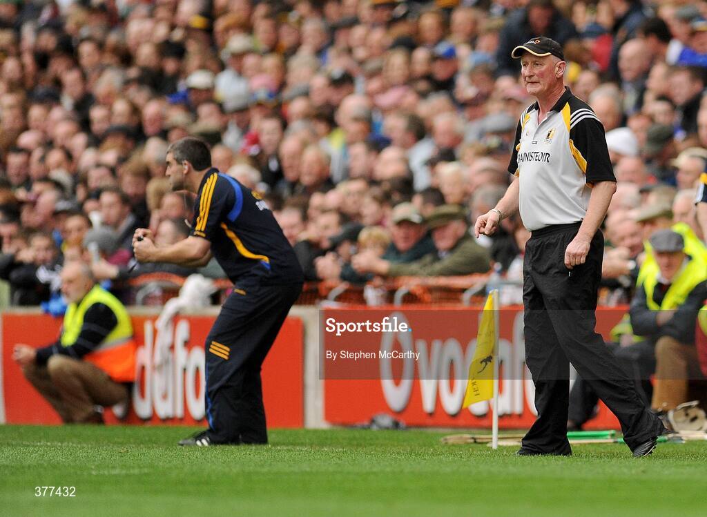 6 September 2009; Kilkenny manager Brian Cody and Tipperary manager Liam Sheedy during the game. GAA Hurling All-Ireland Senior Championship Final, Kilkenny v Tipperary, Croke Park, Dublin. Picture credit: Stephen McCarthy / SPORTSFILE