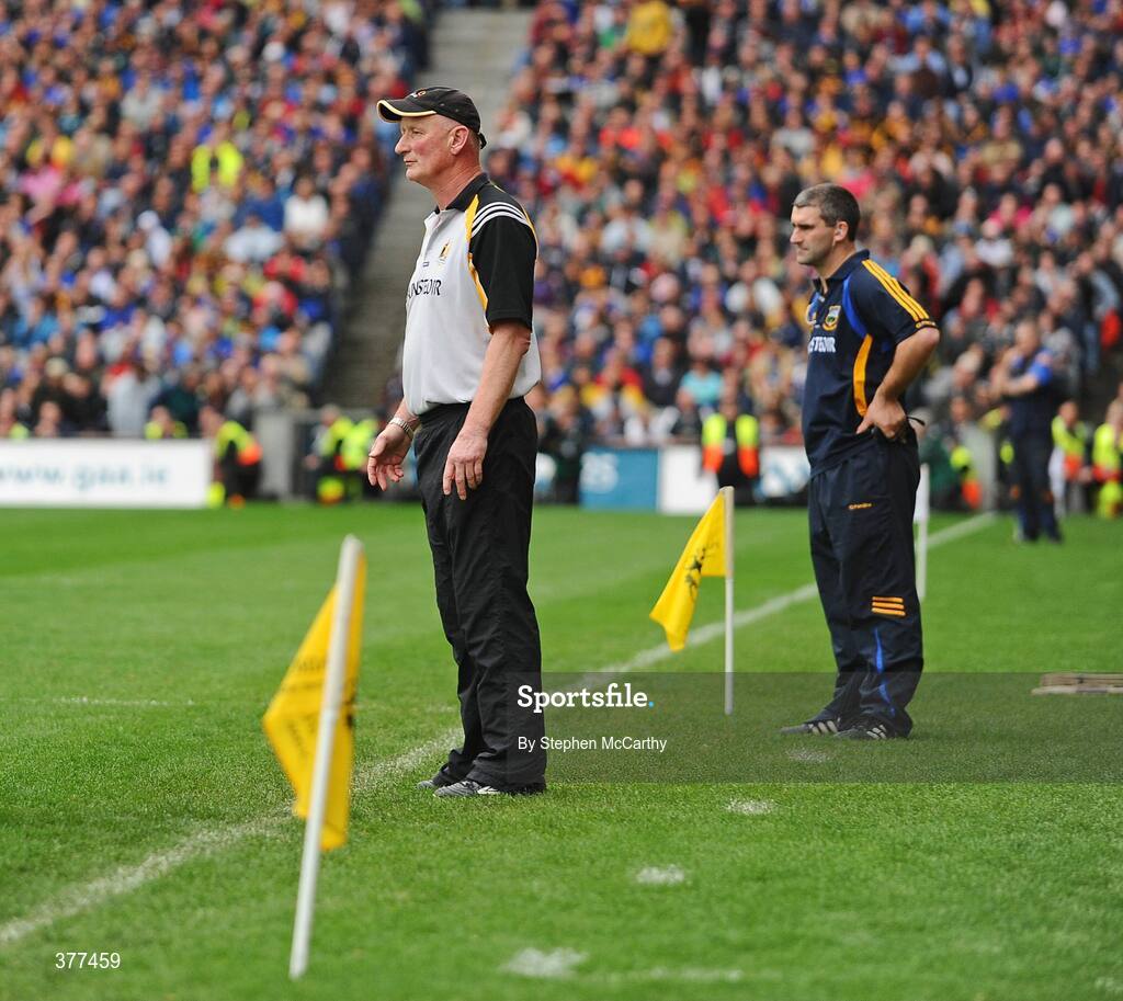 6 September 2009; Kilkenny manager Brian Cody, left, and Tipperary manager Liam Sheedy. GAA Hurling All-Ireland Senior Championship Final, Kilkenny v Tipperary, Croke Park, Dublin. Picture credit: Stephen McCarthy / SPORTSFILE