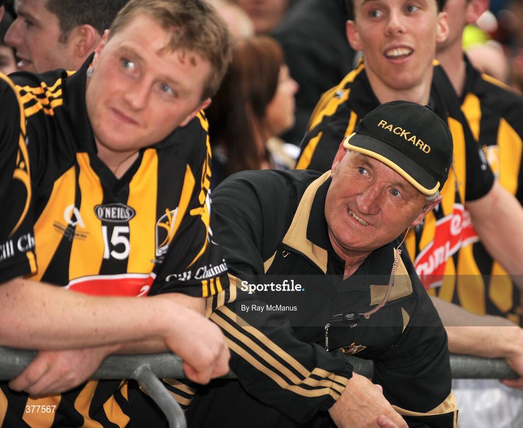 6 September 2009; 'Rackard' Cody, right, and Aidan Fogarty watch the presentation. GAA Hurling All-Ireland Senior Championship Final, Kilkenny v Tipperary, Croke Park, Dublin. Picture credit: Ray McManus / SPORTSFILE