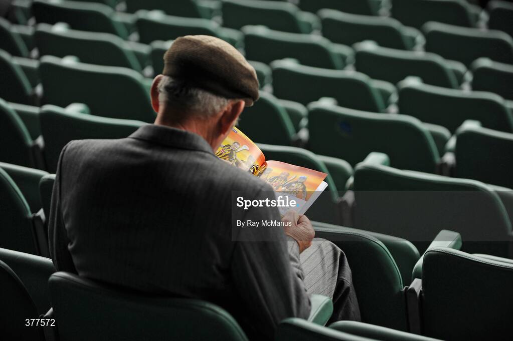 6 September 2009; A supporter reads his programme before the game. GAA Hurling All-Ireland Senior Championship Final, Kilkenny v Tipperary, Croke Park, Dublin. Picture credit: Ray McManus / SPORTSFILE