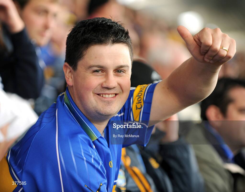 6 September 2009; A Tipperary supporter watches the first half. GAA Hurling All-Ireland Senior Championship Final, Kilkenny v Tipperary, Croke Park, Dublin. Picture credit: Ray McManus / SPORTSFILE