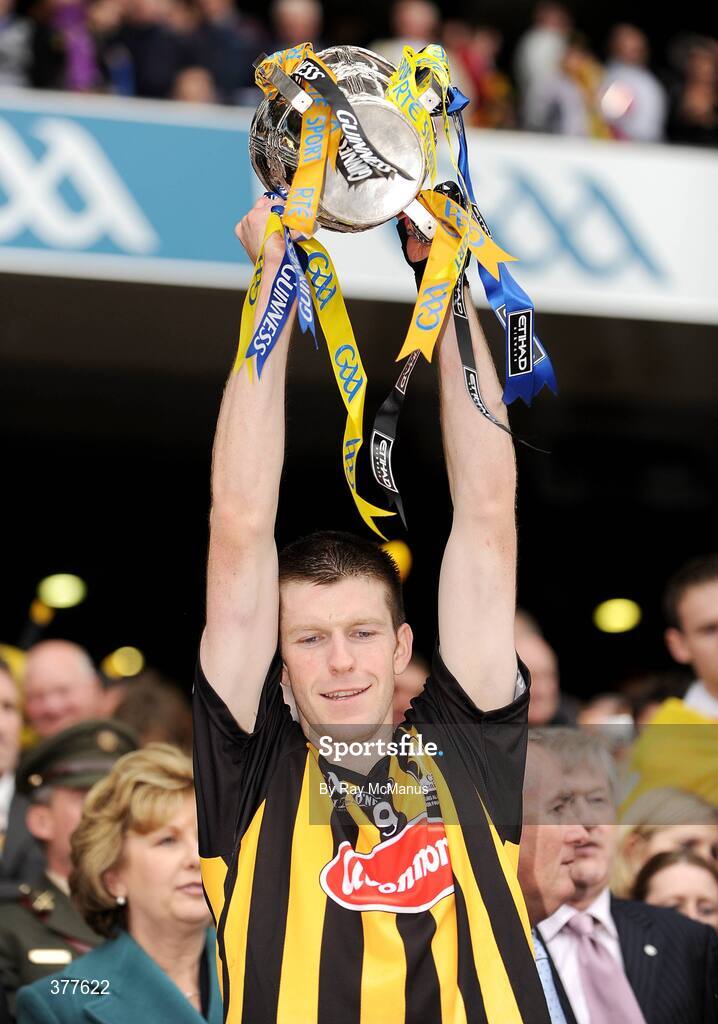 6 September 2009; Kikenny's Michael Rice lifts the Liam MacCarthy Cup. GAA Hurling All-Ireland Senior Championship Final, Kilkenny v Tipperary, Croke Park, Dublin. Picture credit: Ray McManus / SPORTSFILE