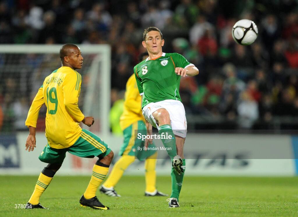 8 September 2009; Keith Andrews, Republic of Ireland, in action against Richard Henyekane, South Africa. International Friendly, Republic of Ireland v South Africa, Thomond Park, Limerick. Picture Credit: Brendan Moran / SPORTSFILE