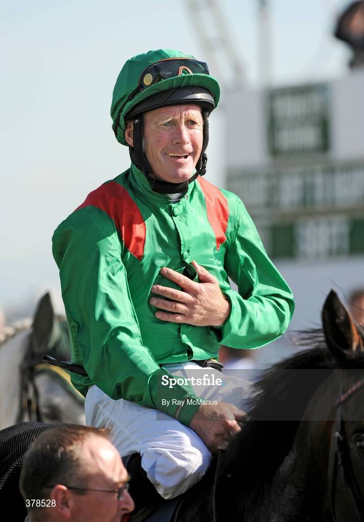 12 September 2009; Jockey Mick Kinane on Alandi after winning The Irish Field St Leger. The Curragh Racecourse, Co. Kildare. Picture credit: Ray McManus / SPORTSFILE