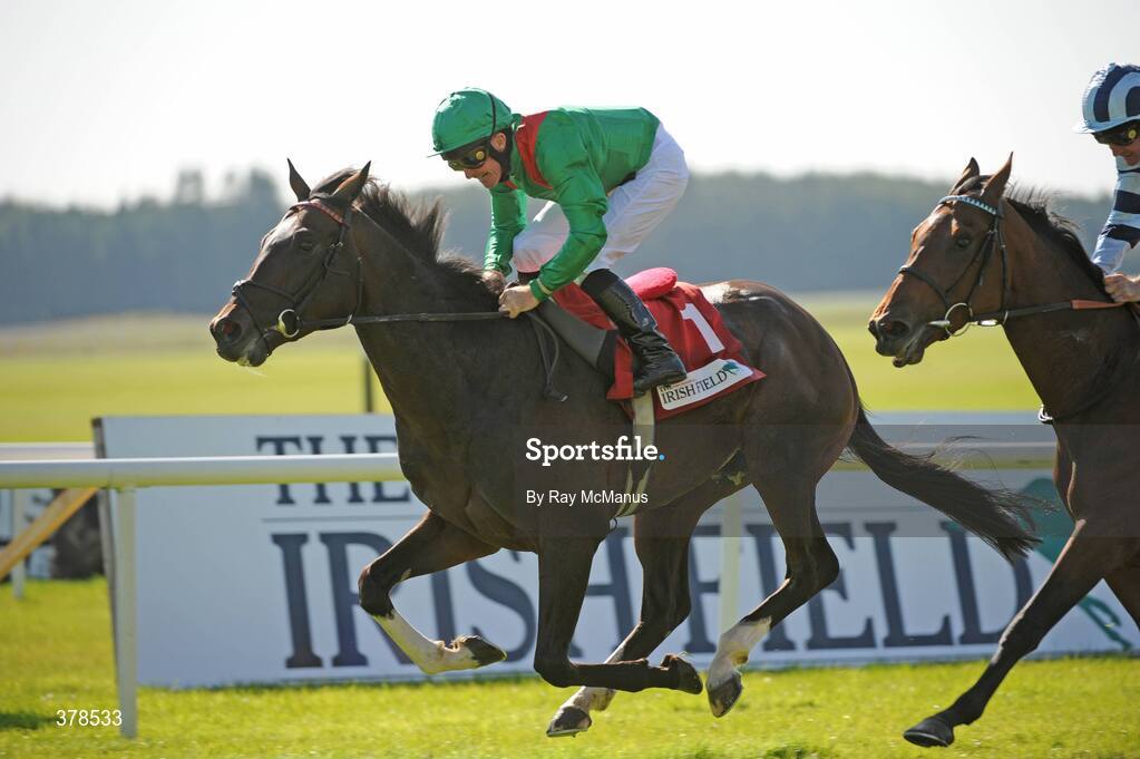 12 September 2009; Alandi, with Mick Kinane up, on their way to winning The Irish Field St Leger from Clowance, Kevin manning up. The Curragh Racecourse, Co. Kildare. Picture credit: Ray McManus / SPORTSFILE