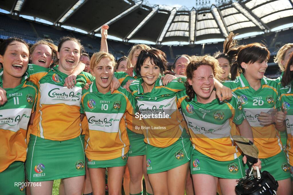 13 September 2009; Offaly players celebrate after the match. Gala All-Ireland Junior Camogie Championship Final, Offaly v Waterford, Croke Park, Dublin. Picture credit: Brian Lawless / SPORTSFILE