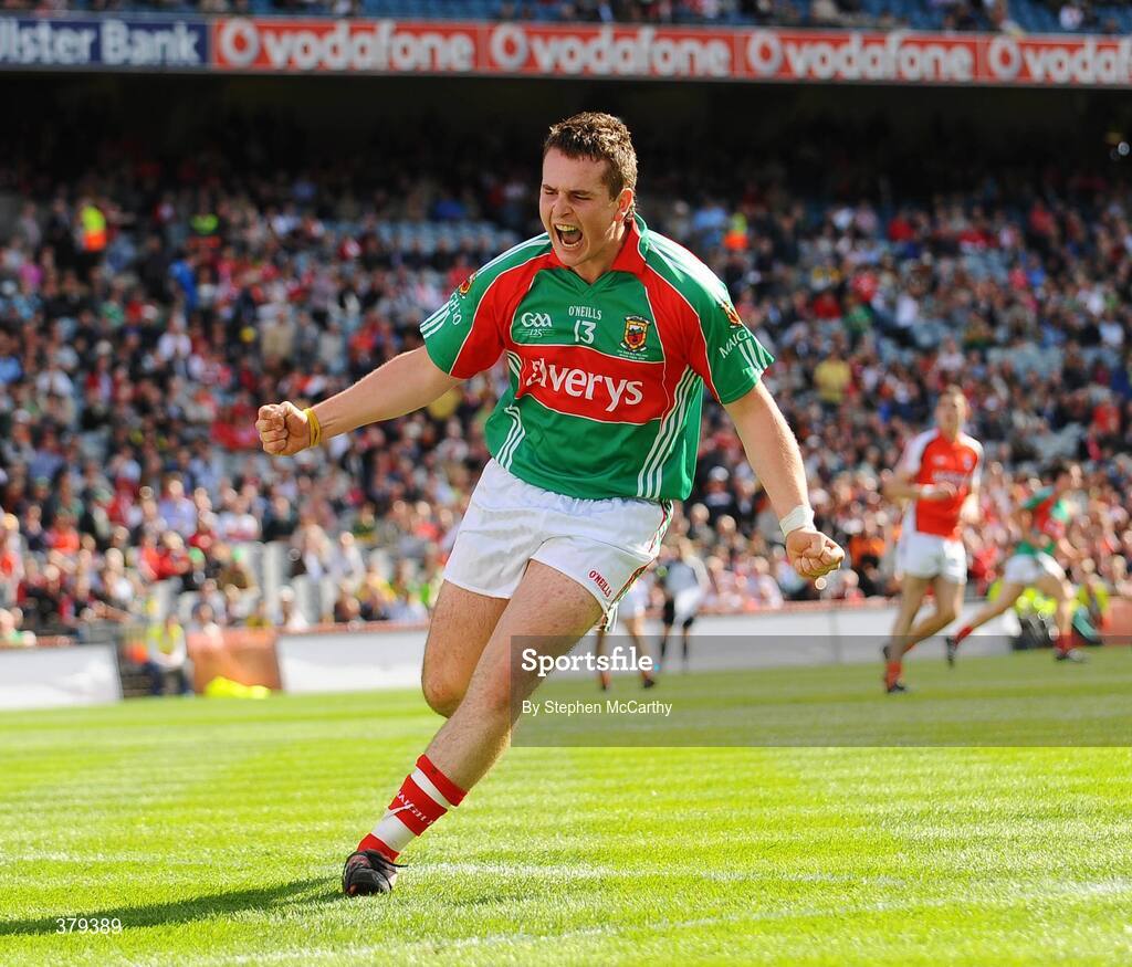 20 September 2009; Fergal Durkan, Mayo, celebrates a team-mate's score during the second half. ESB GAA Football All-Ireland Minor Championship Final, Armagh v Mayo, Croke Park, Dublin. Picture credit: Stephen McCarthy / SPORTSFILE