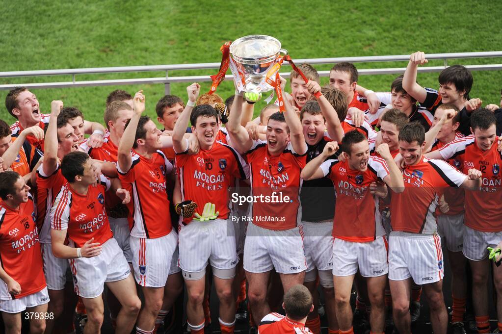 20 September 2009; Members of the Armagh team celebrate with the Tom Markham Cup after the presentation. ESB GAA Football All-Ireland Minor Championship Final, Armagh v Mayo, Croke Park, Dublin. Picture credit: Ray McManus / SPORTSFILE