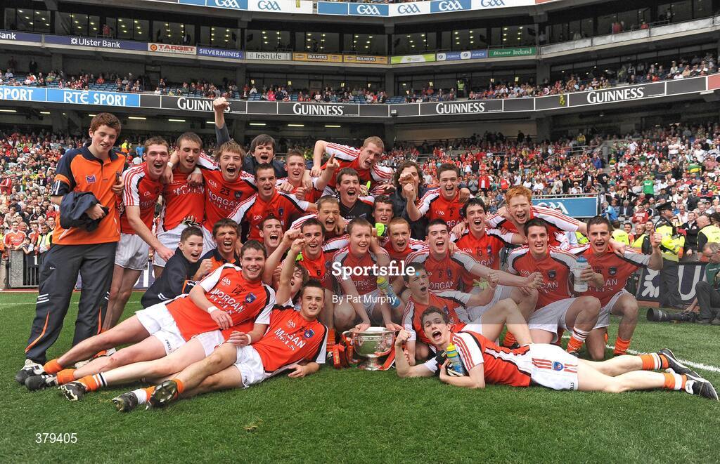 20 September 2009; The Armagh team celebrate with the Tom Markham Cup. ESB GAA Football All-Ireland Minor Championship Final, Armagh v Mayo, Croke Park, Dublin. Picture credit: Pat Murphy / SPORTSFILE