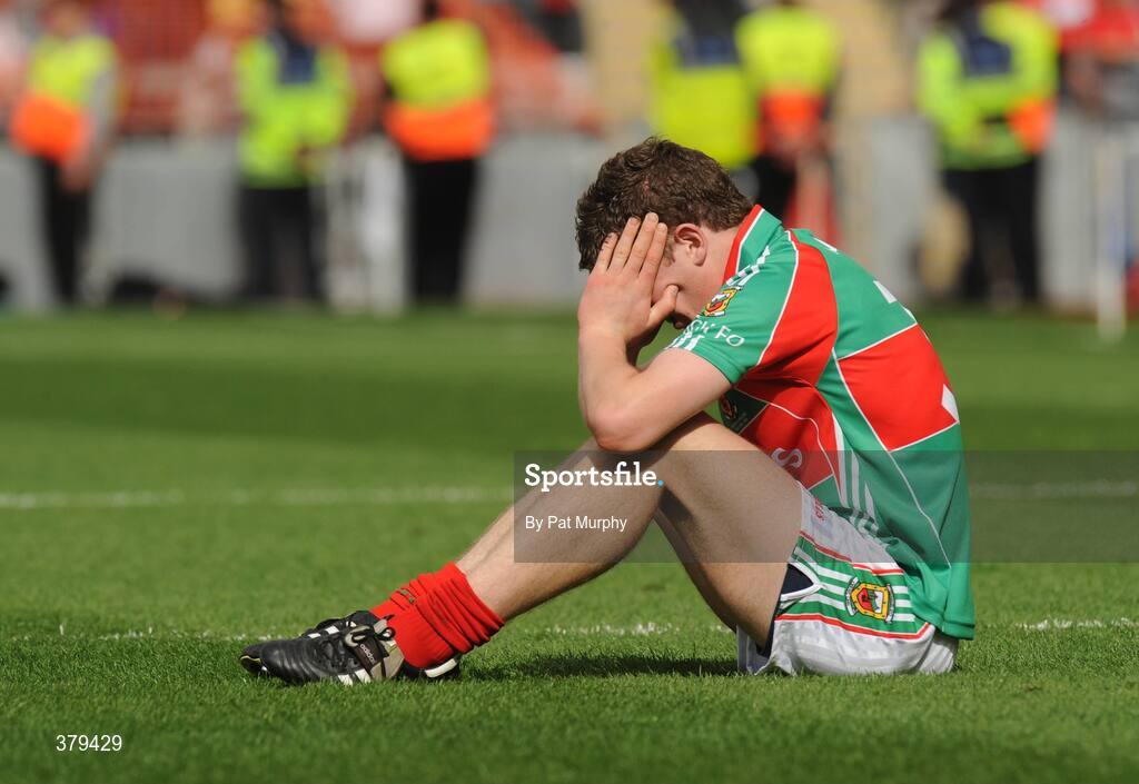 20 September 2009; Keith Rogers, Mayo, reacts after the game. ESB GAA Football All-Ireland Minor Championship Final, Armagh v Mayo, Croke Park, Dublin. Picture credit: Pat Murphy / SPORTSFILE