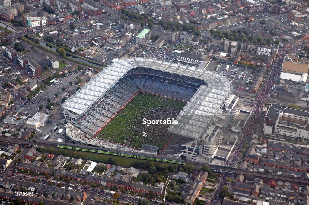 20 September 2009; An aerial view of Croke Park as the Kerry team are presented with the Sam Maguire Cup. GAA Football All-Ireland Senior Championship Final, Kerry v Cork, Croke Park, Dublin. Picture credit: SPORTSFILE